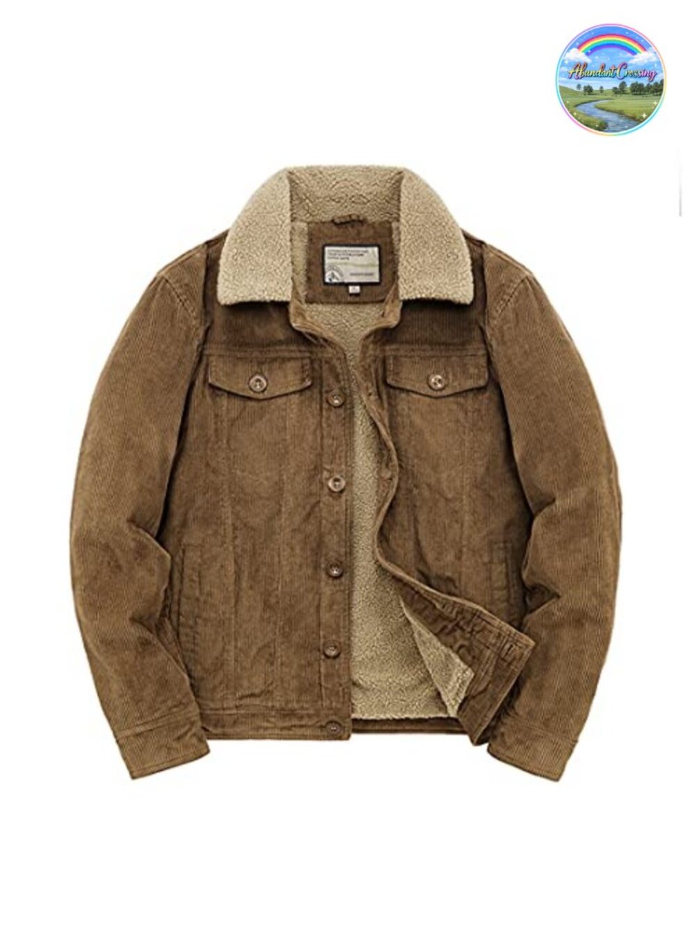 Men's Vintage Fleece Sherpa Lined Corduroy Denim Trucker Jacket